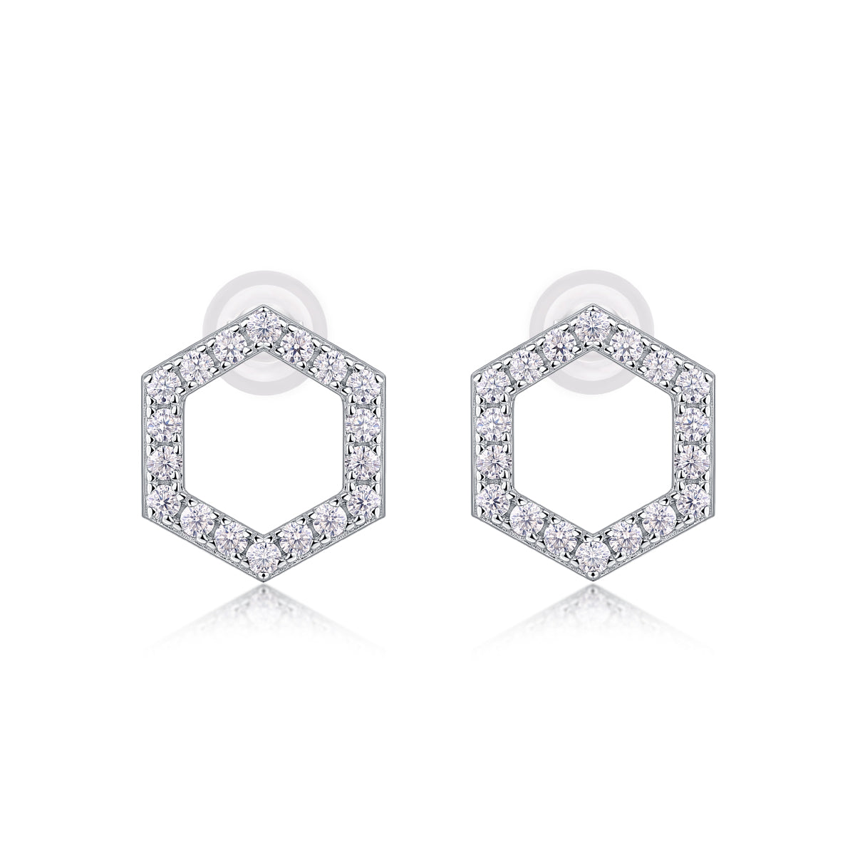 Pavé Hexagon Moissanite Stud Earrings