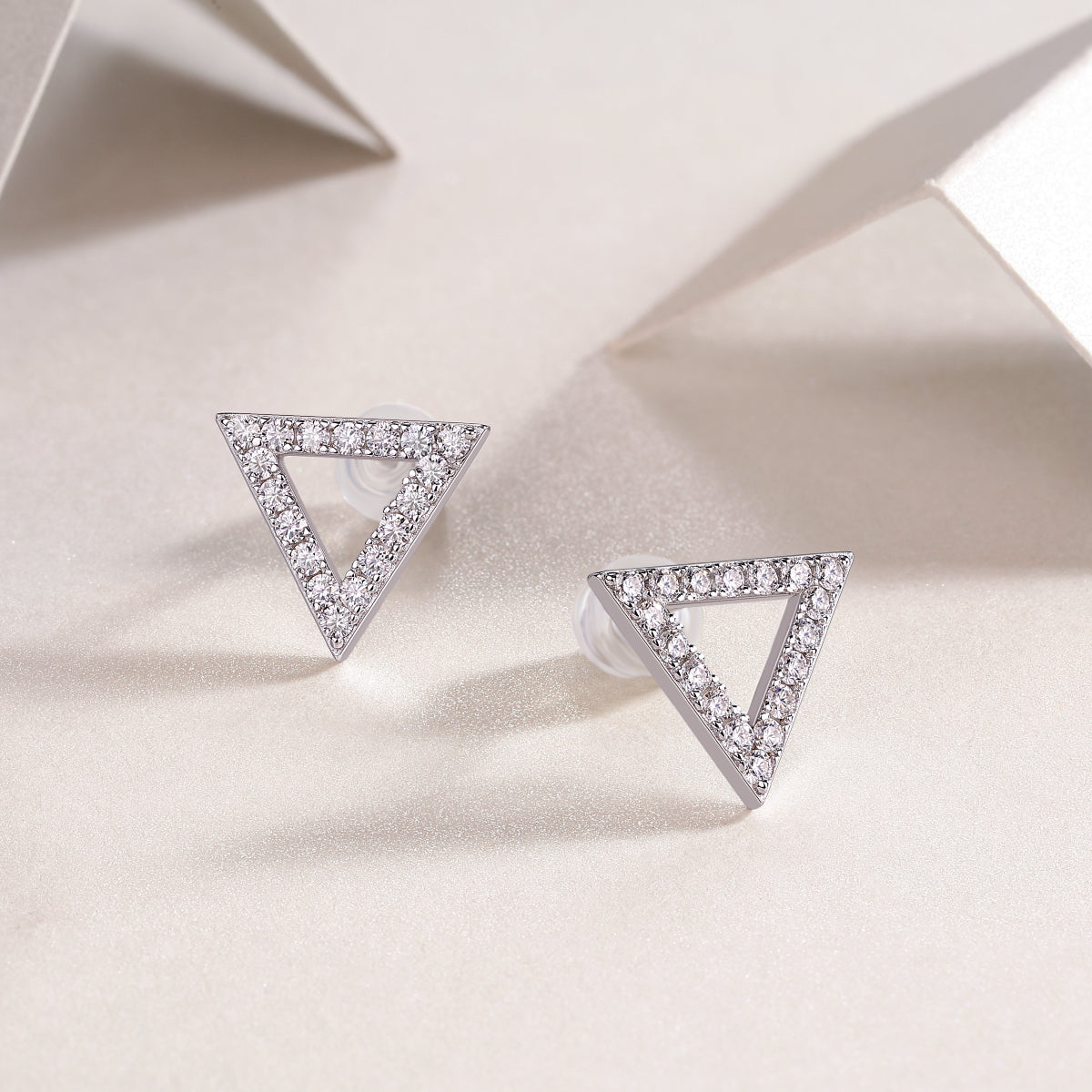 Pavé Triangle Moissanite Stud Earrings