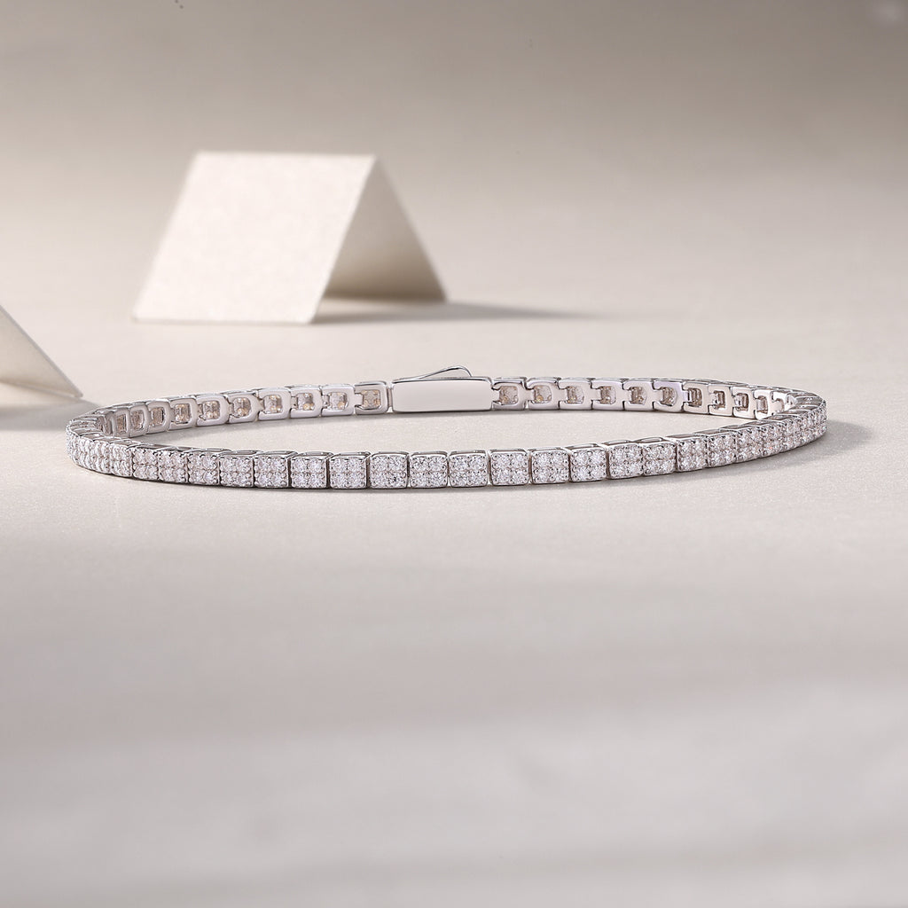 Piano Poet Square-Cut Moissanite Tennis Bracelet