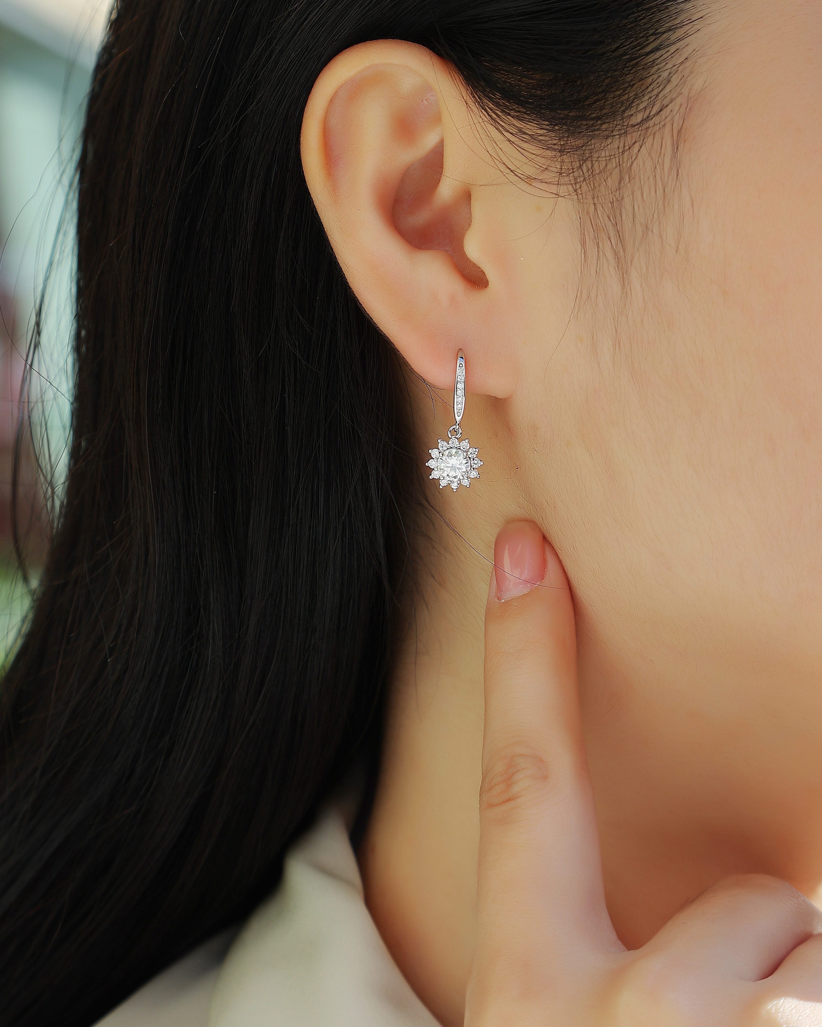 Snowflake Drop Moissanite Earrings