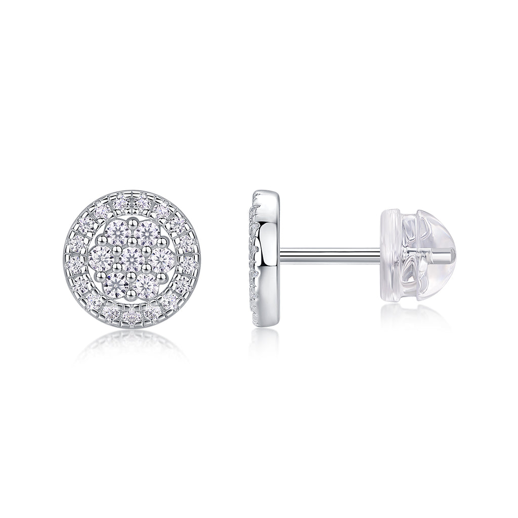 Pavé Moissanite Round Stud Earrings