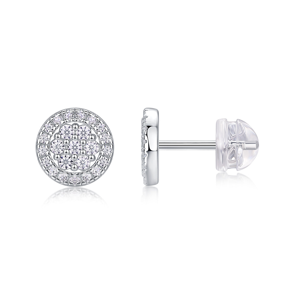 Pavé Moissanite Round Stud Earrings