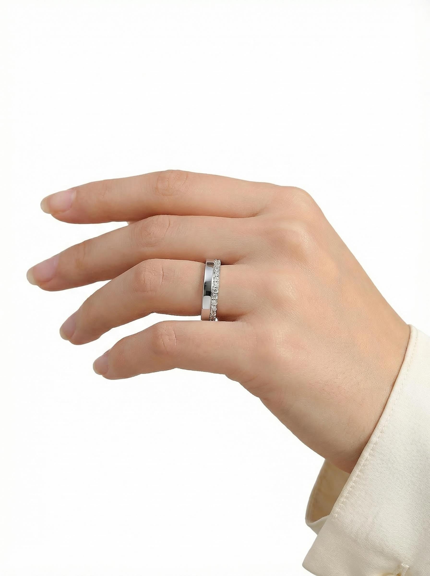 Double Band Pavé Moissanite Ring