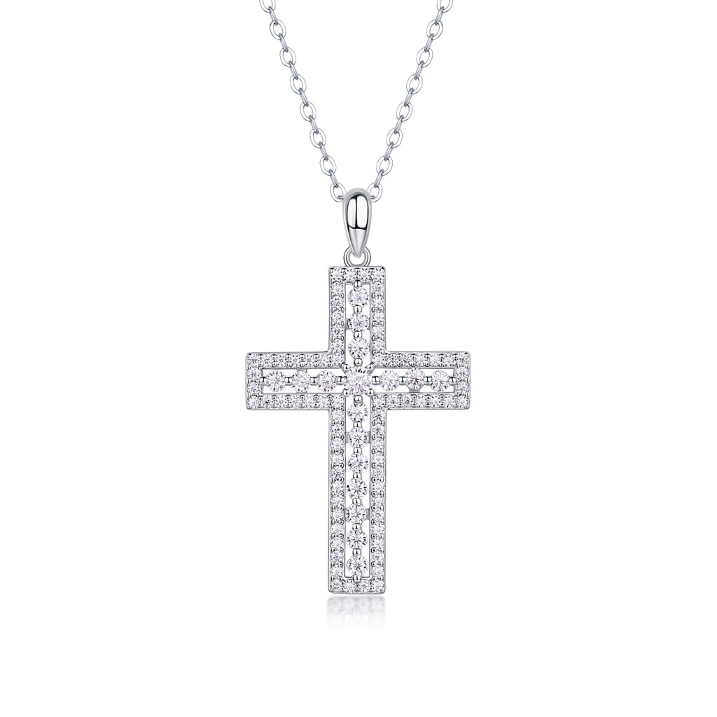 Pavé Moissanite Cross Pendant Necklace