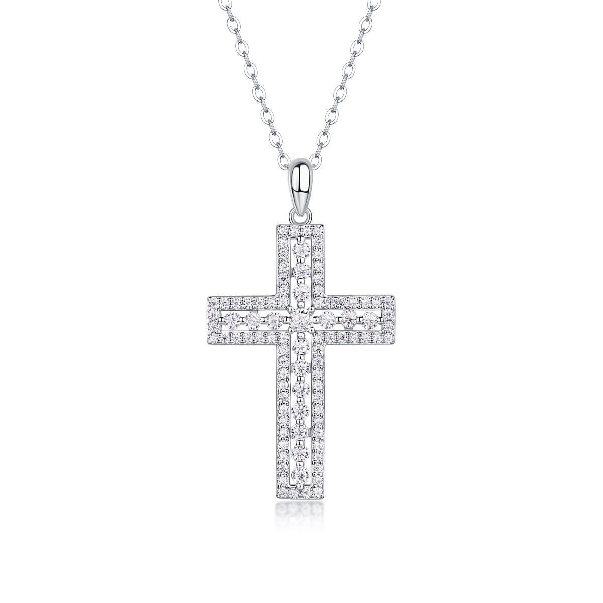Pavé Moissanite Cross Pendant Necklace