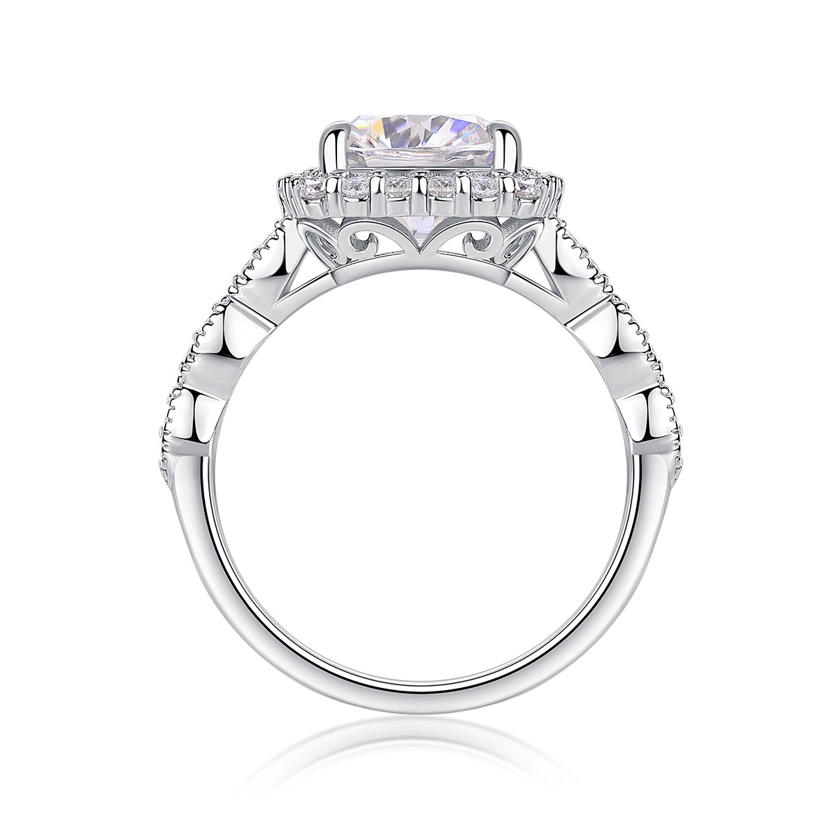 Cushion Moissanite Halo Ring