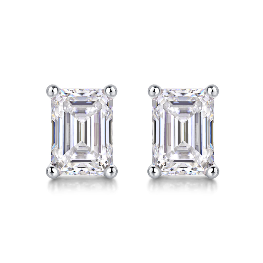 Emerald-Cut Moissanite Stud Earrings