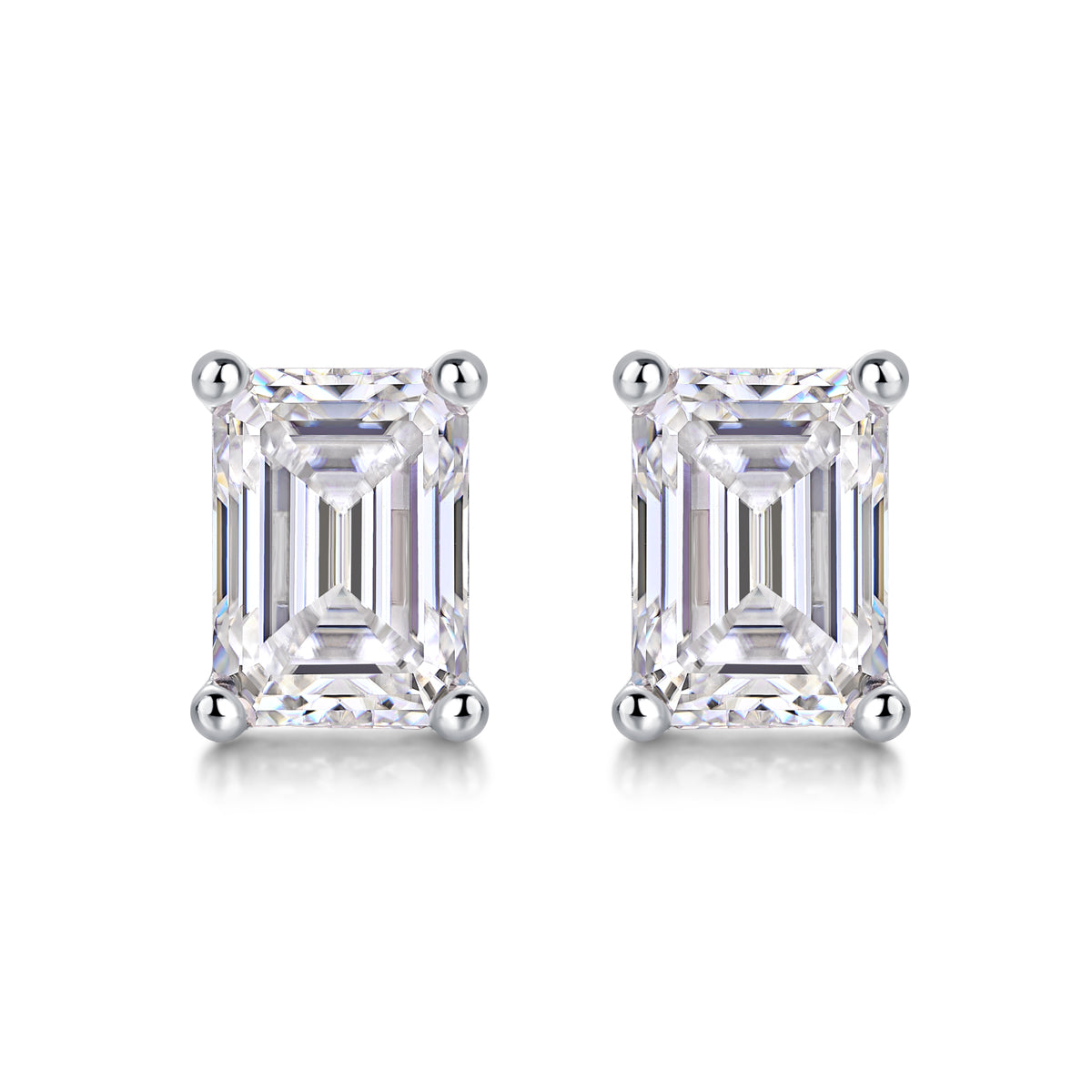 Emerald-Cut Moissanite Stud Earrings