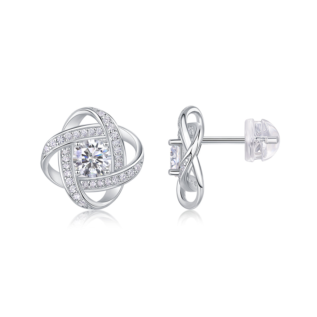 Interwoven Knot Moissanite Stud Earrings