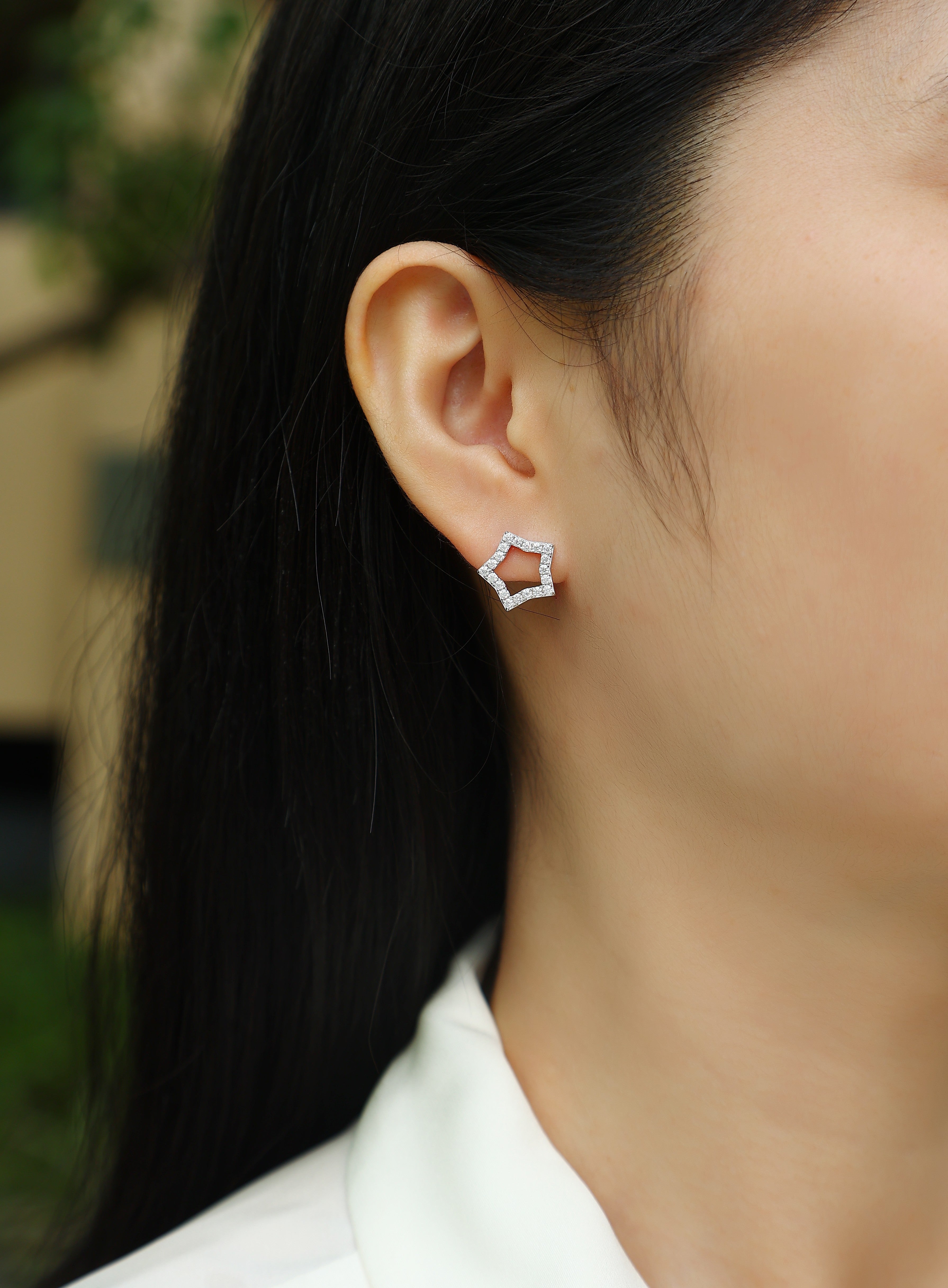 Pavé Star Moissanite Stud Earrings