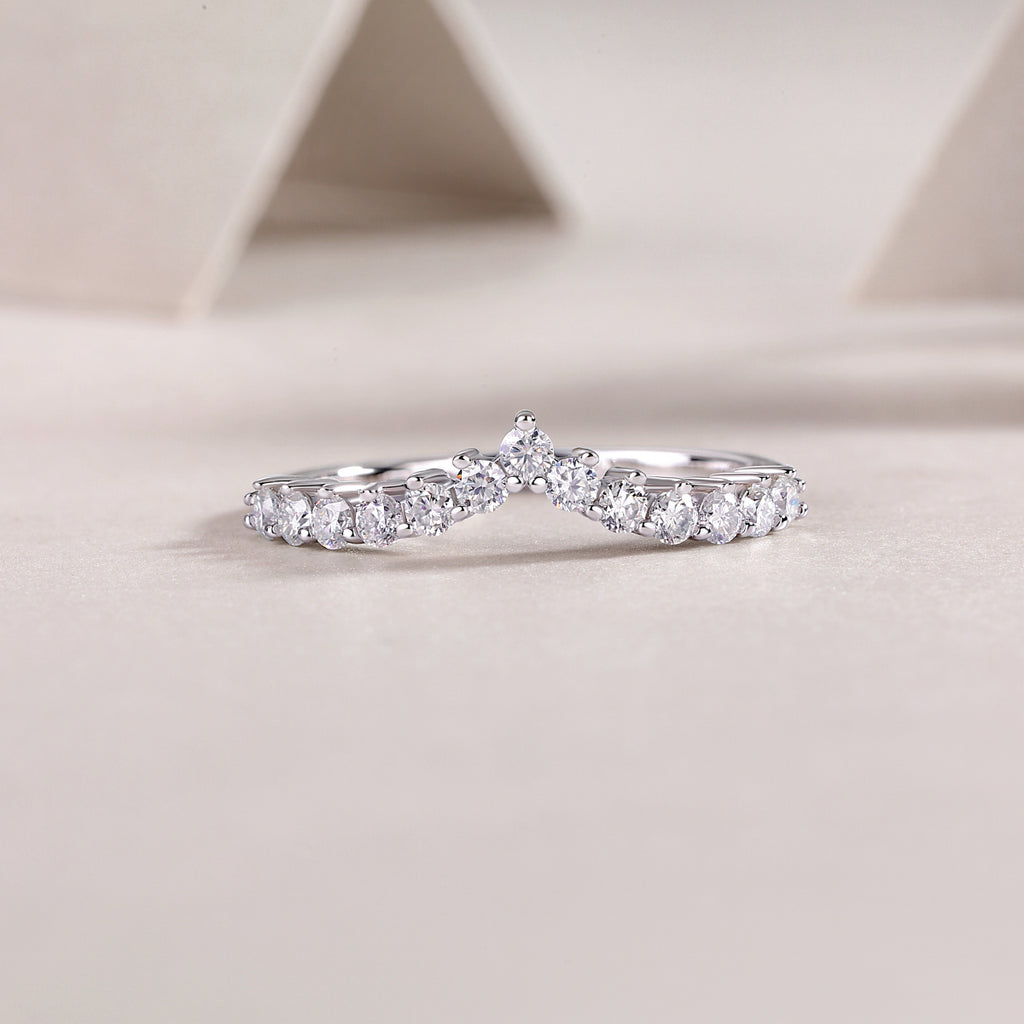 V-Shaped Crown Moissanite Ring
