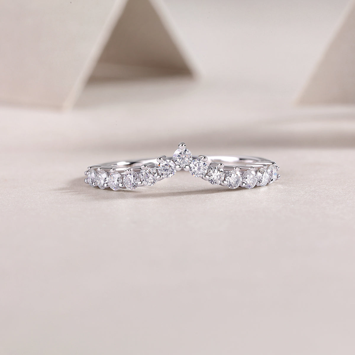 V-Shaped Crown Moissanite Ring