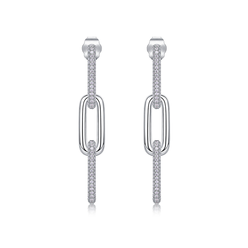 Chain Link Moissanite Drop Earrings