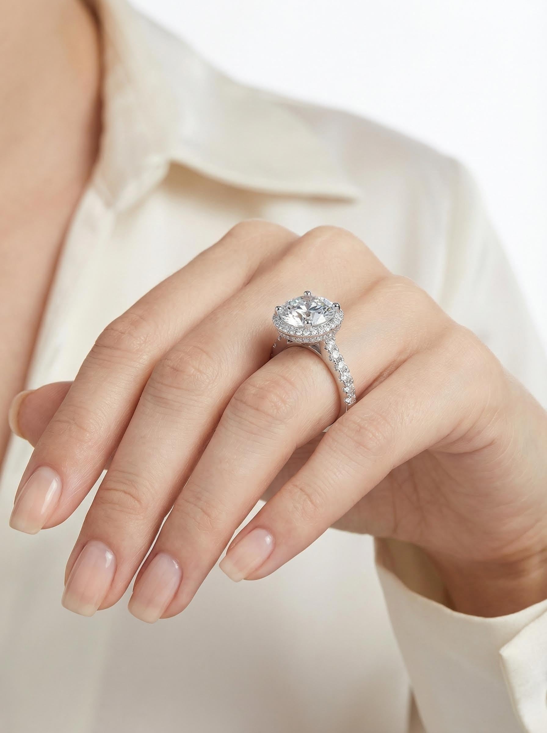 Starlight Halo 5ct Moissanite Statement Ring