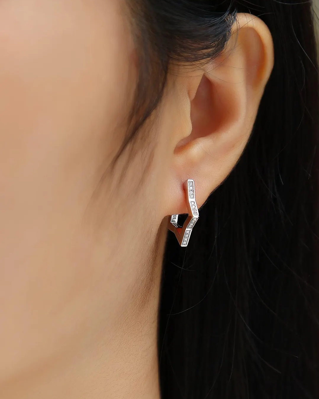 Angular Pavé Moissanite Stud Earrings