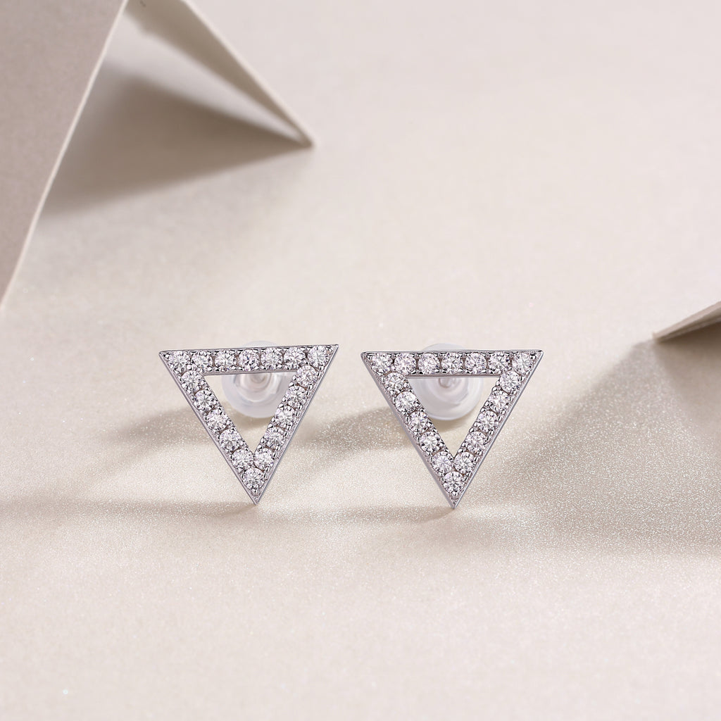 Pavé Triangle Moissanite Stud Earrings