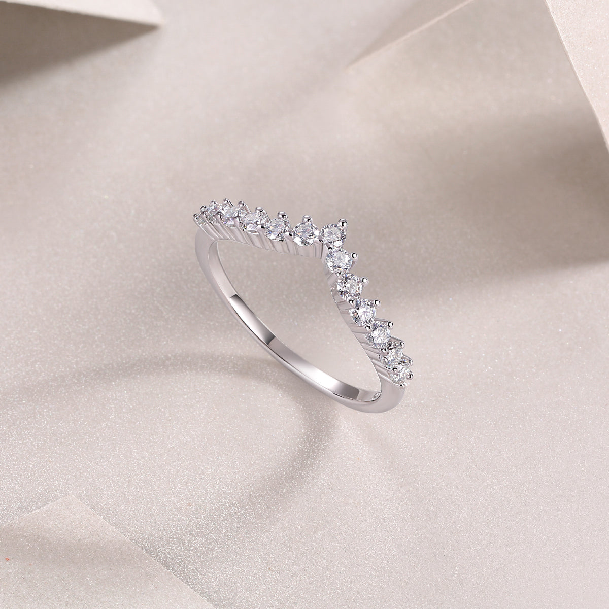 V-Shaped Crown Moissanite Ring