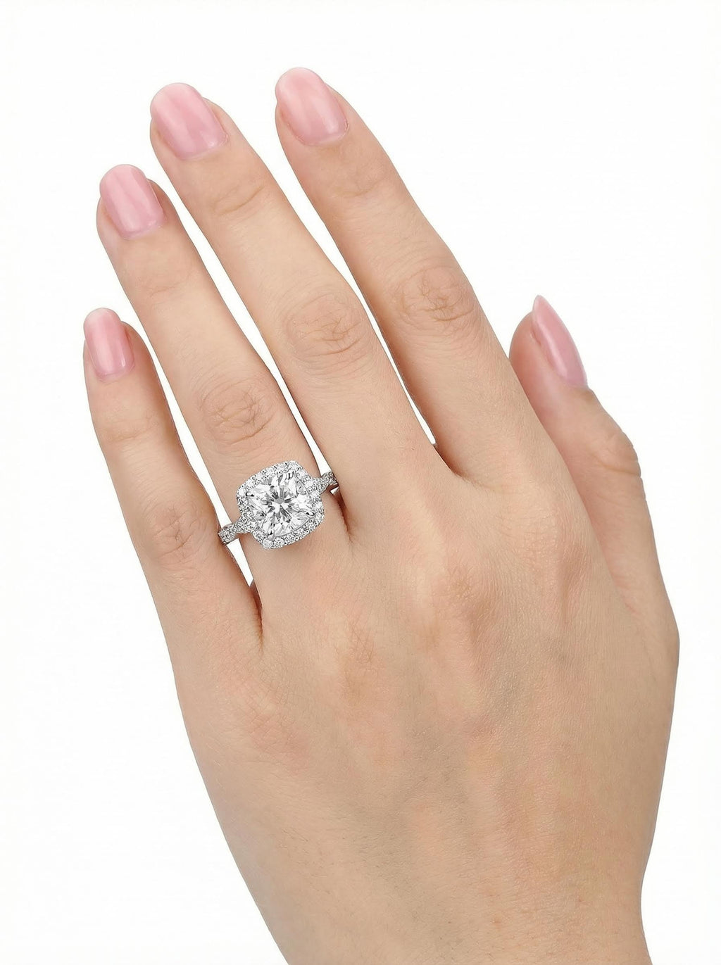 Cushion Moissanite Halo Ring