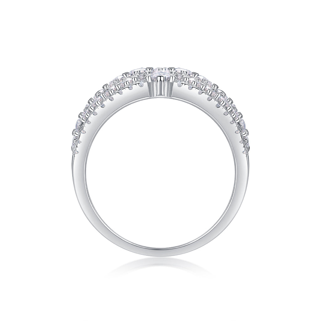 Multi-Row Pavé Moissanite Dome Ring
