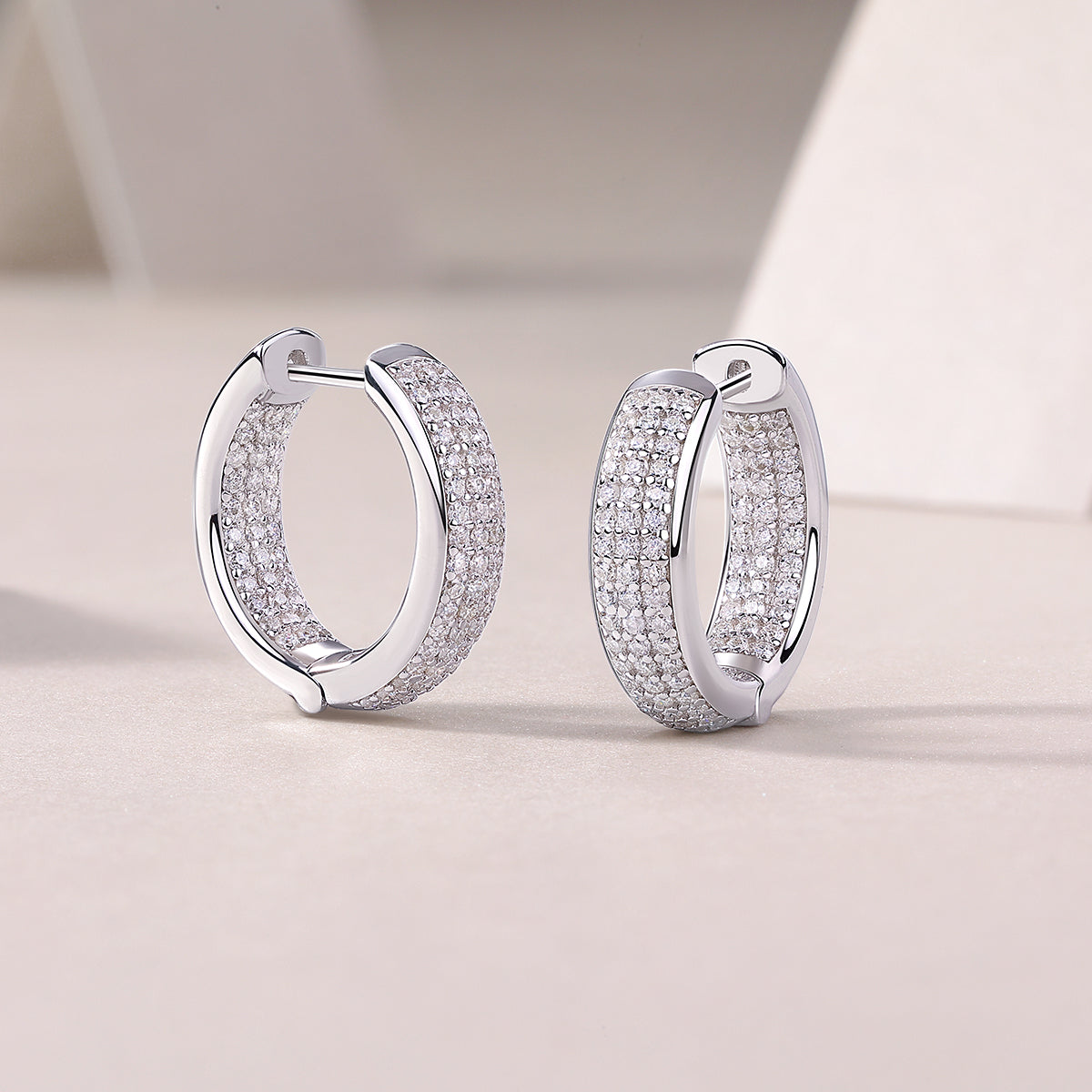 Pavé Moissanite Huggie Hoop Earrings