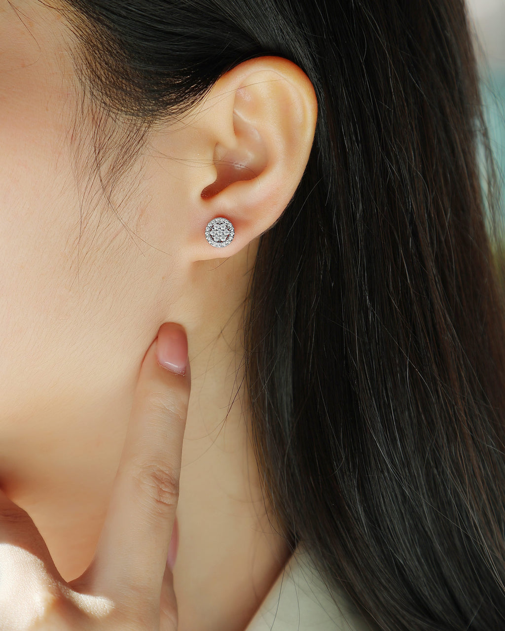 Pavé Moissanite Round Stud Earrings