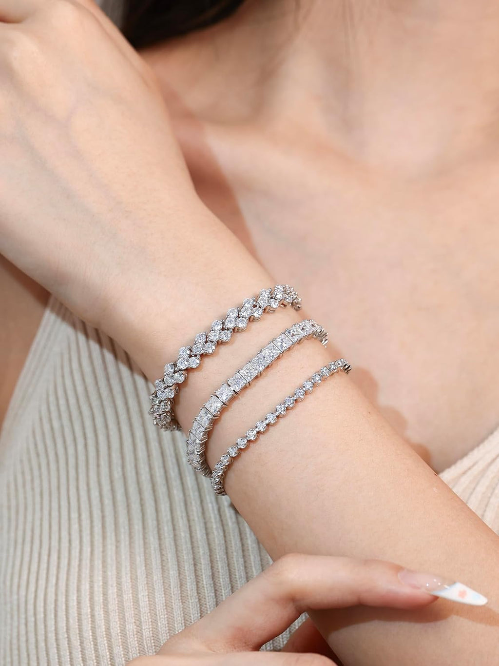 Square-Cut Moissanite Tennis Bracelet