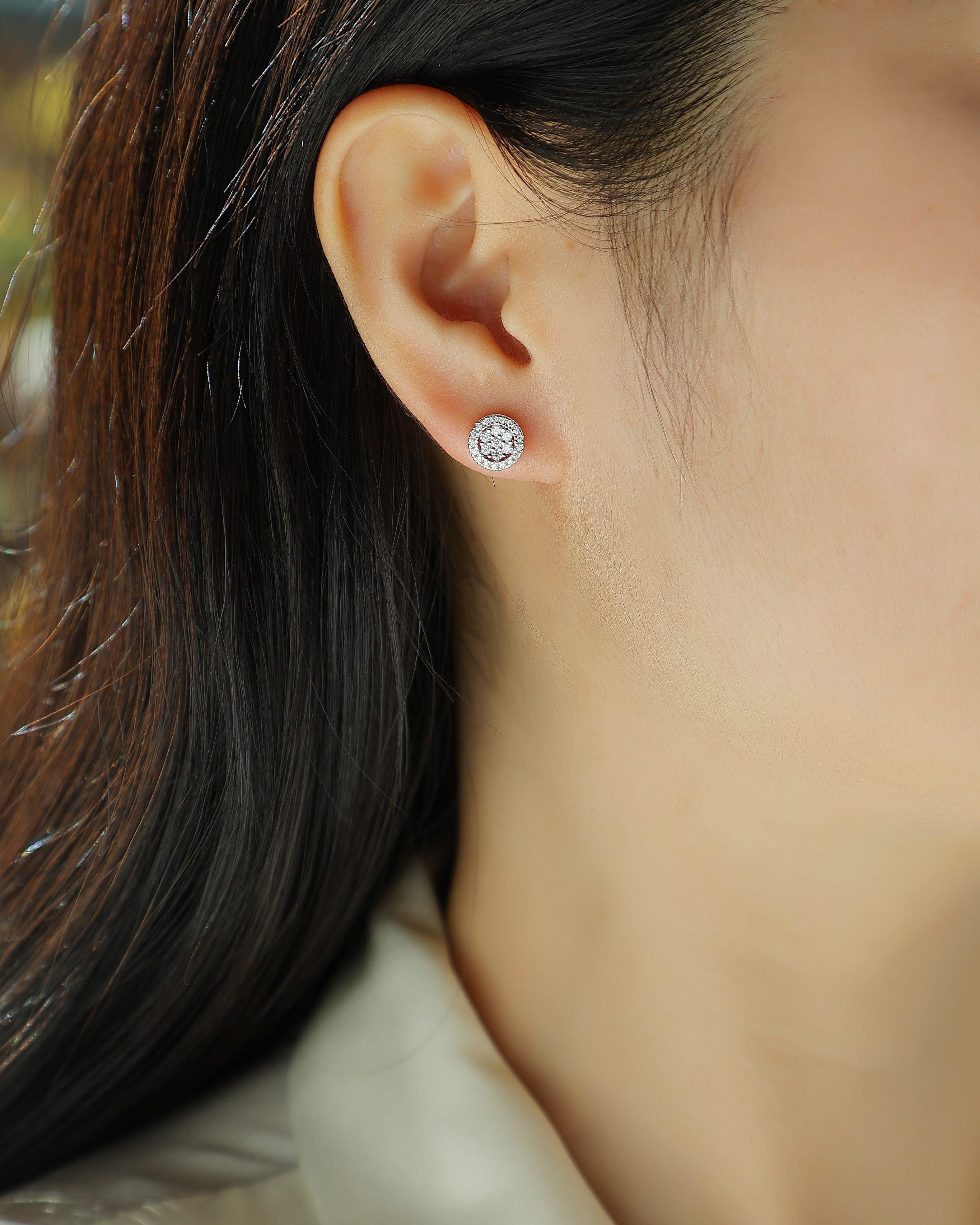 Pavé Moissanite Round Stud Earrings