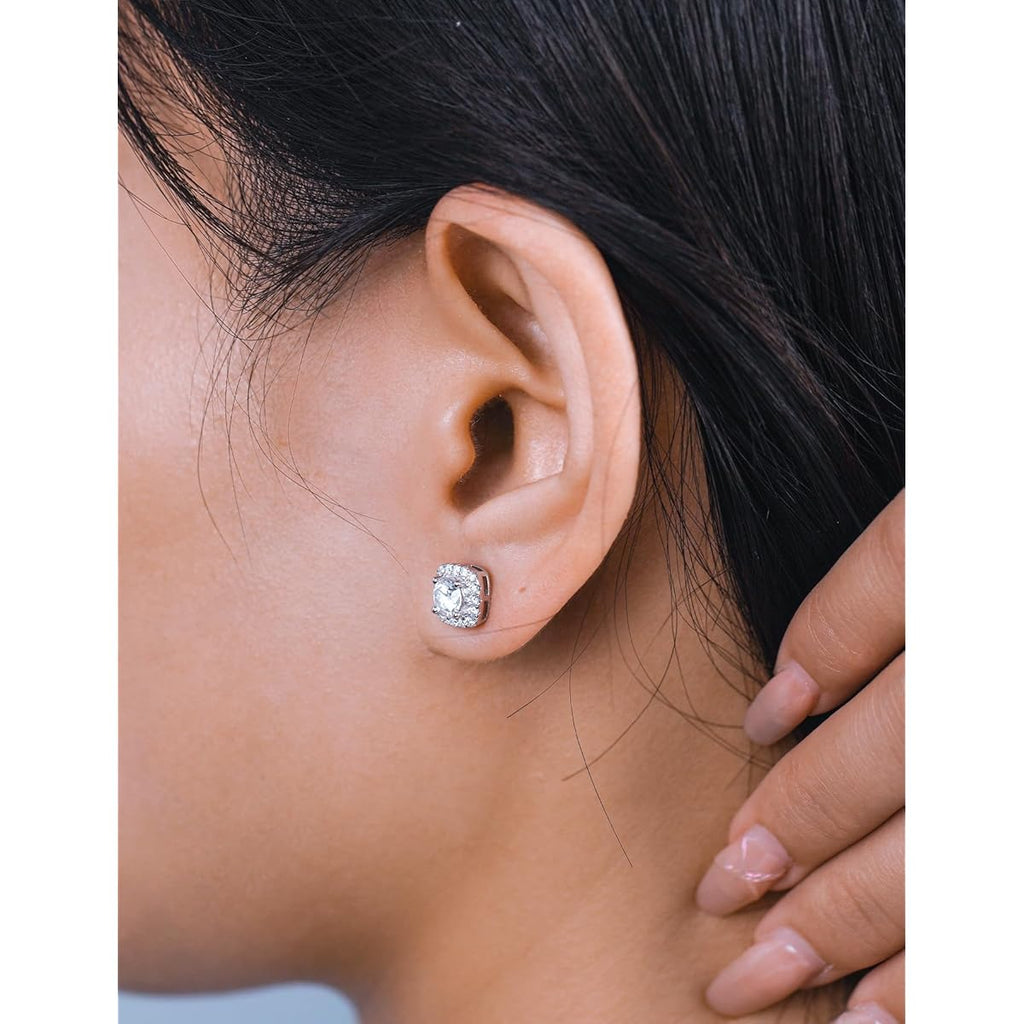 Halo Moissanite Stud Earrings