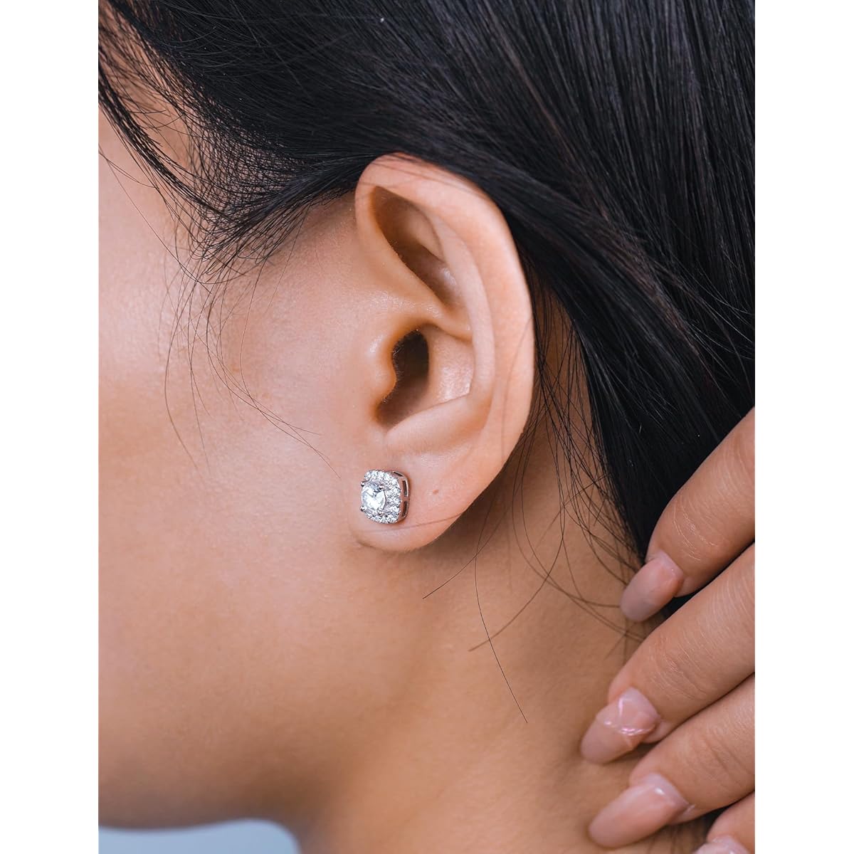 Halo Moissanite Stud Earrings