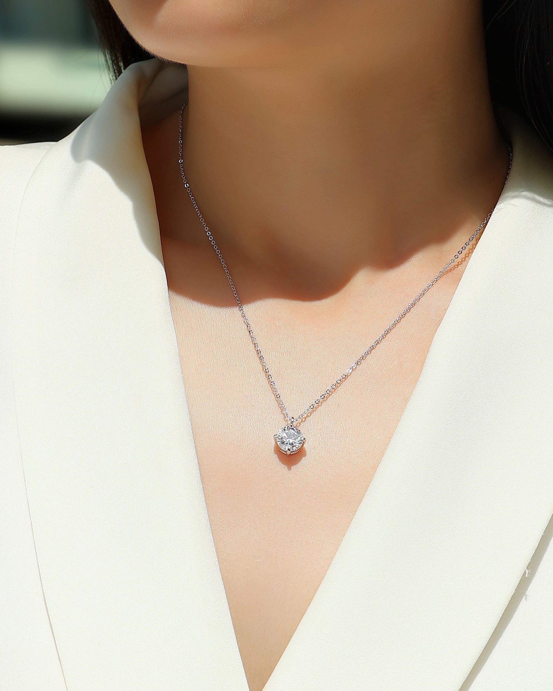 2 Carat Moissanite Solitaire Necklace