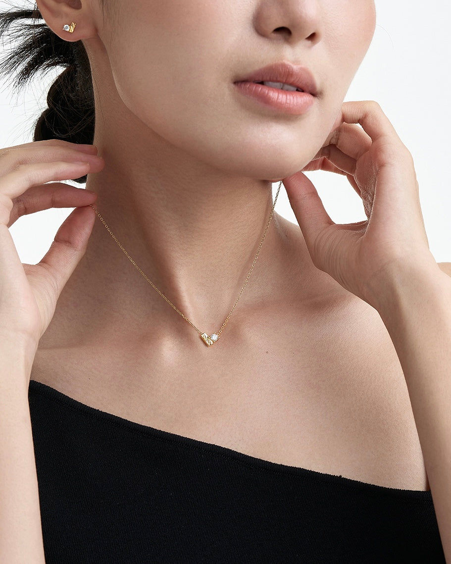 Gold Heart Diamond Pendant Necklace