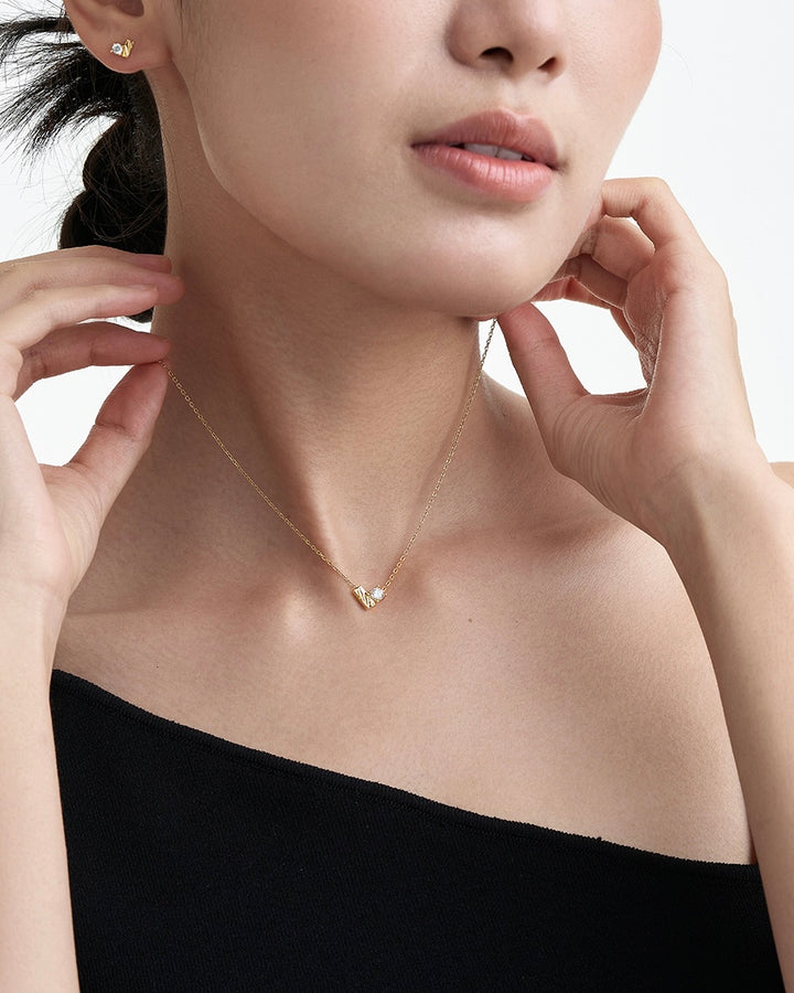 Gold Heart Diamond Pendant Necklace
