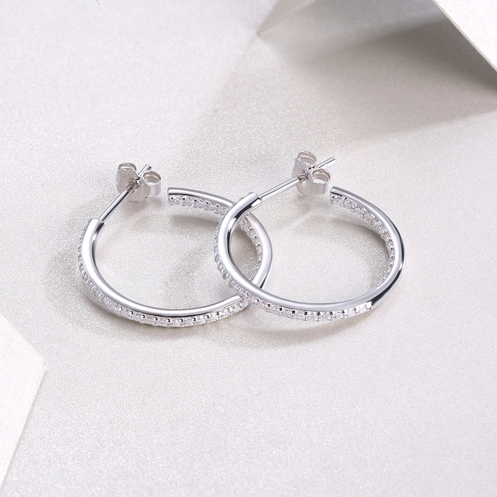 Ribbon Pavé Moissanite Hoop Earrings