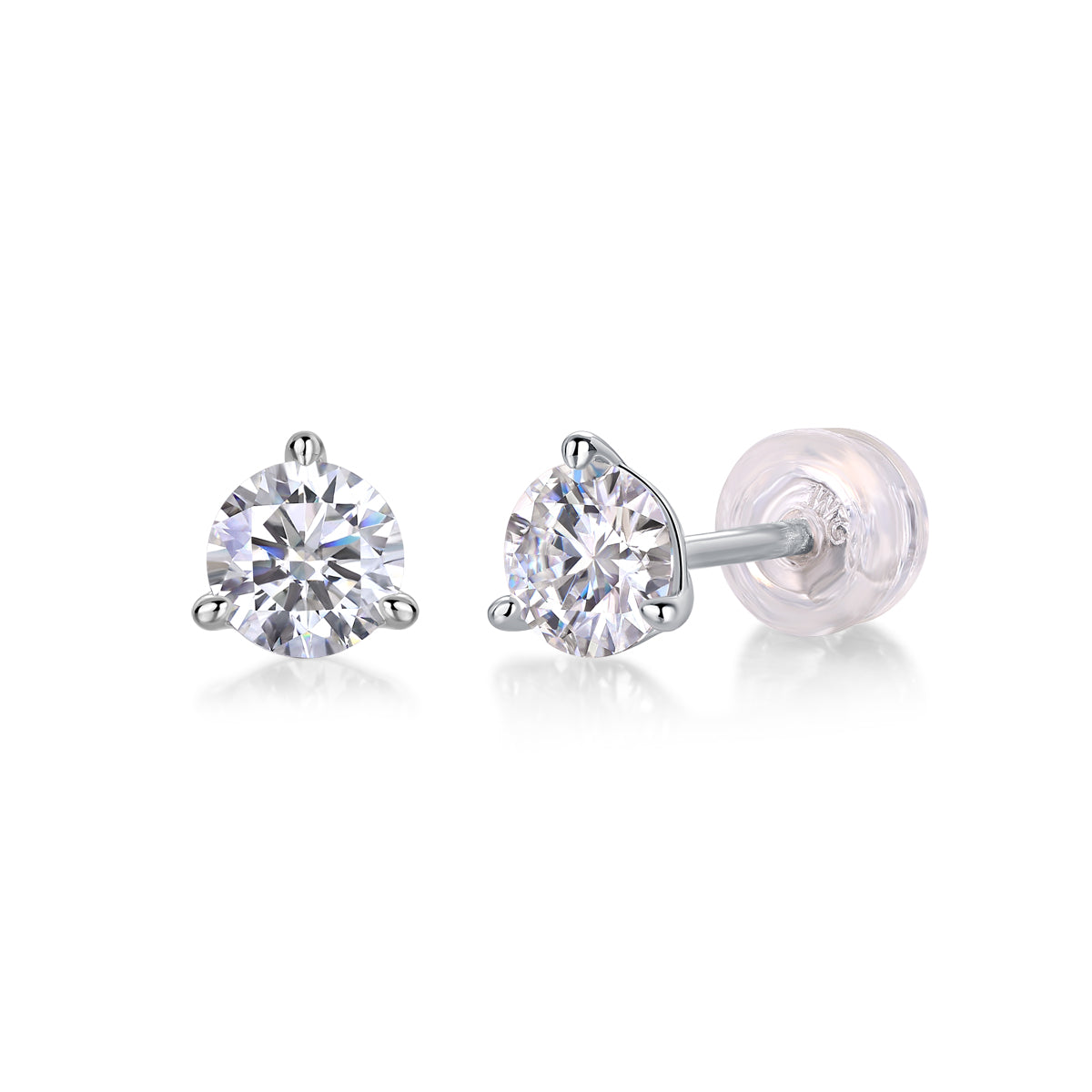 Minimal Four-Prong Round Moissanite Stud Earrings