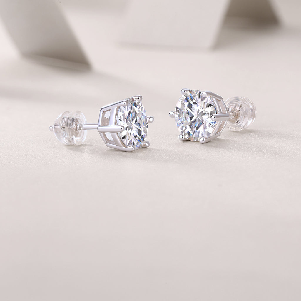 Classic Round Moissanite Stud Earrings