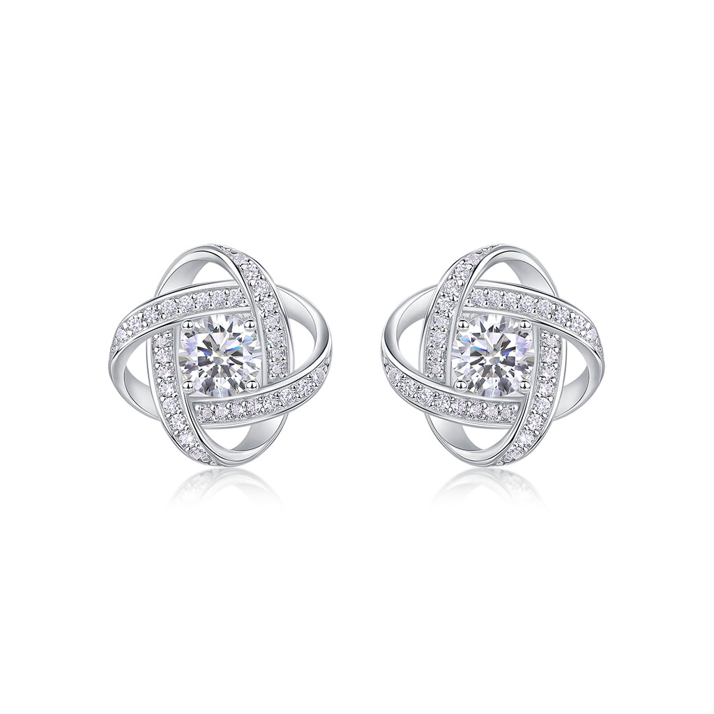 Interwoven Knot Moissanite Stud Earrings