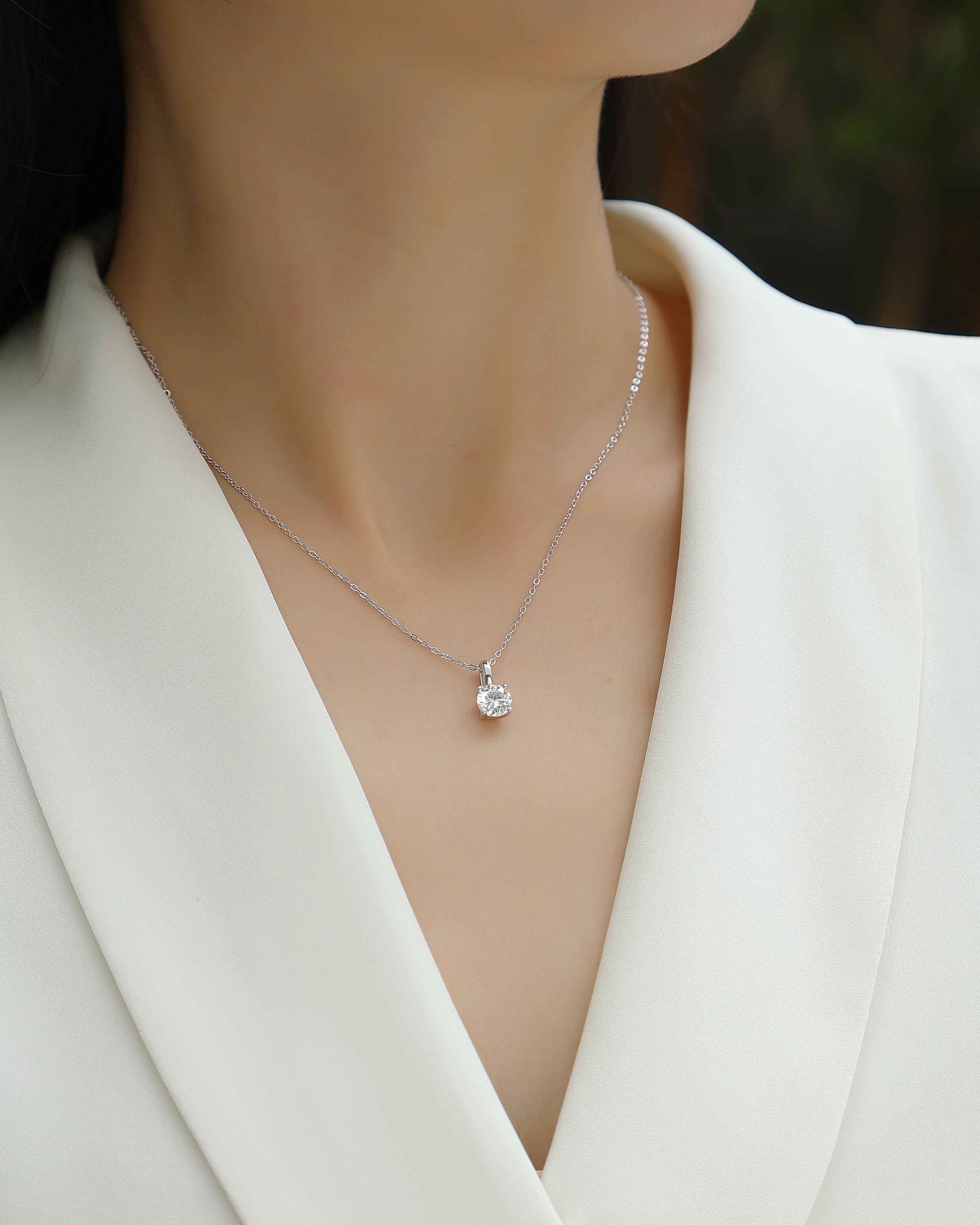 1ct Moissanite Solitaire Pendant Necklace