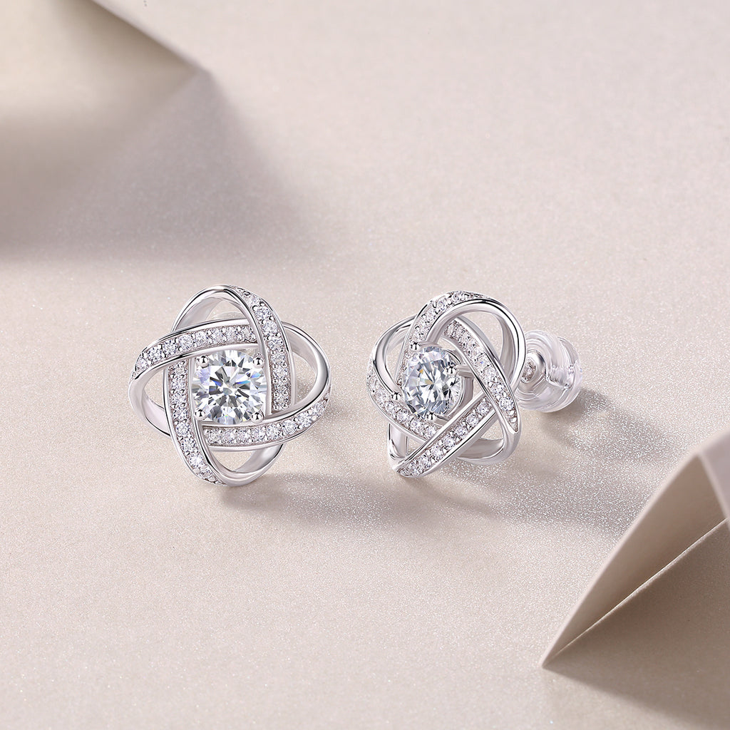 Interwoven Knot Moissanite Stud Earrings