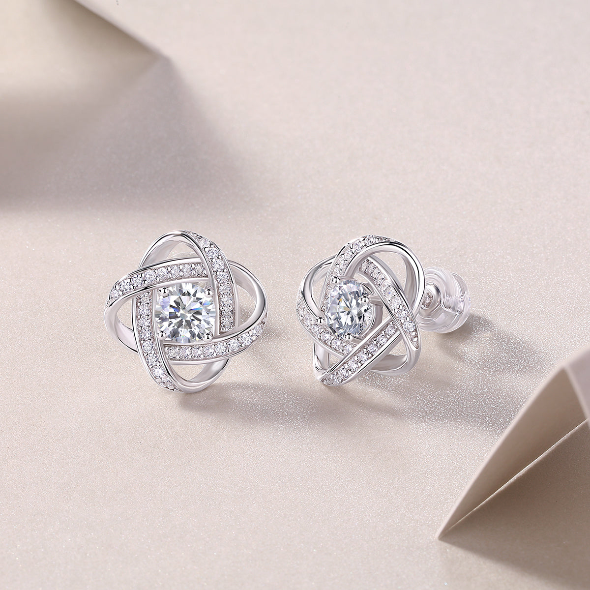 Interwoven Knot Moissanite Stud Earrings