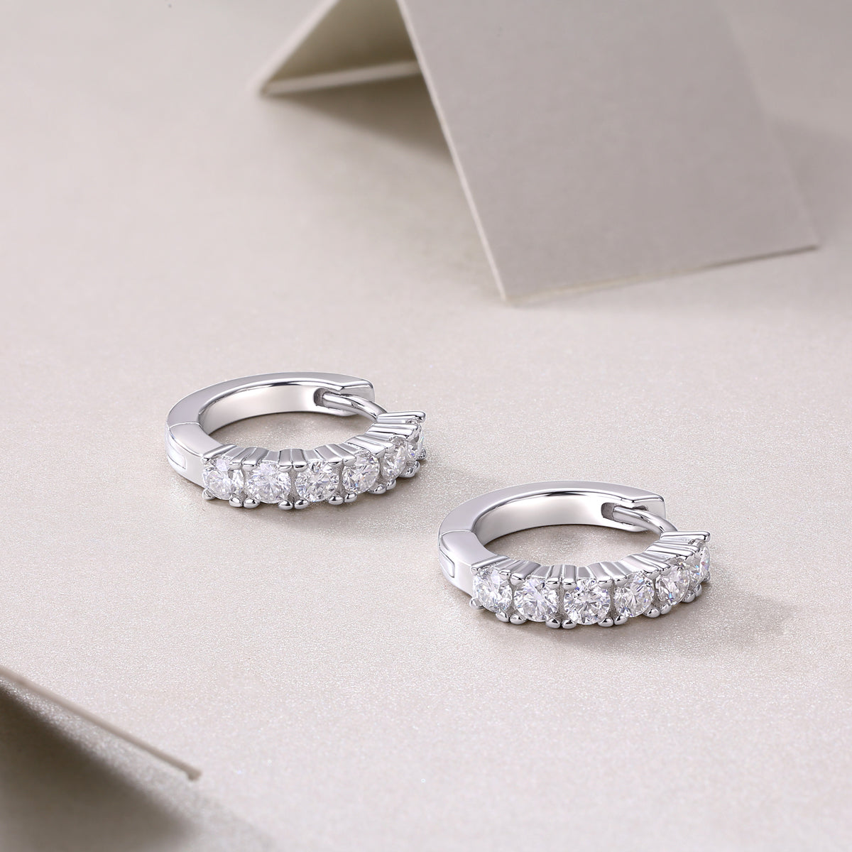 Classic Brilliant Moissanite Huggie Earrings