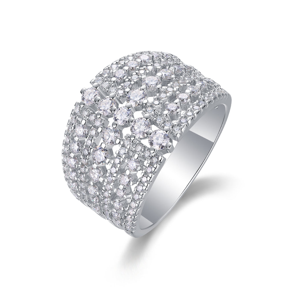 Multi-Row Pavé Moissanite Dome Ring