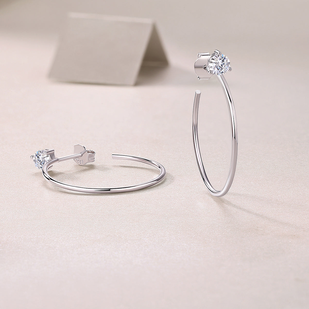 Minimal Round Moissanite Hoop Earrings