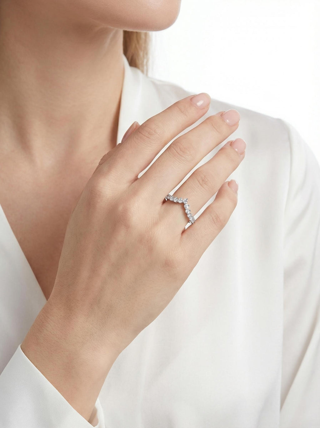 V-Shaped Crown Moissanite Ring