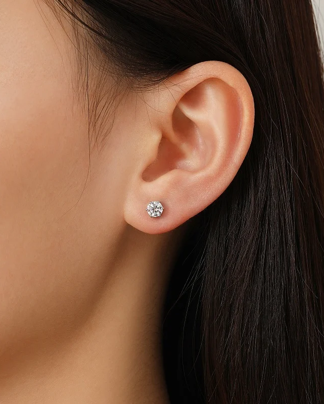 Classic Six-Prong Round Moissanite Stud Earrings
