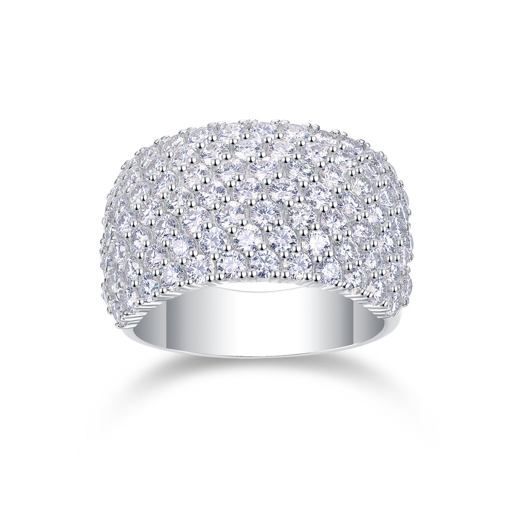 Multiple Row Pavé Moissanite Dome Ring