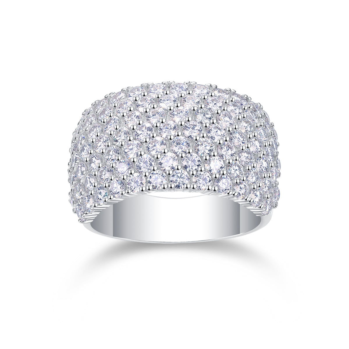 Multiple Row Pavé Moissanite Dome Ring