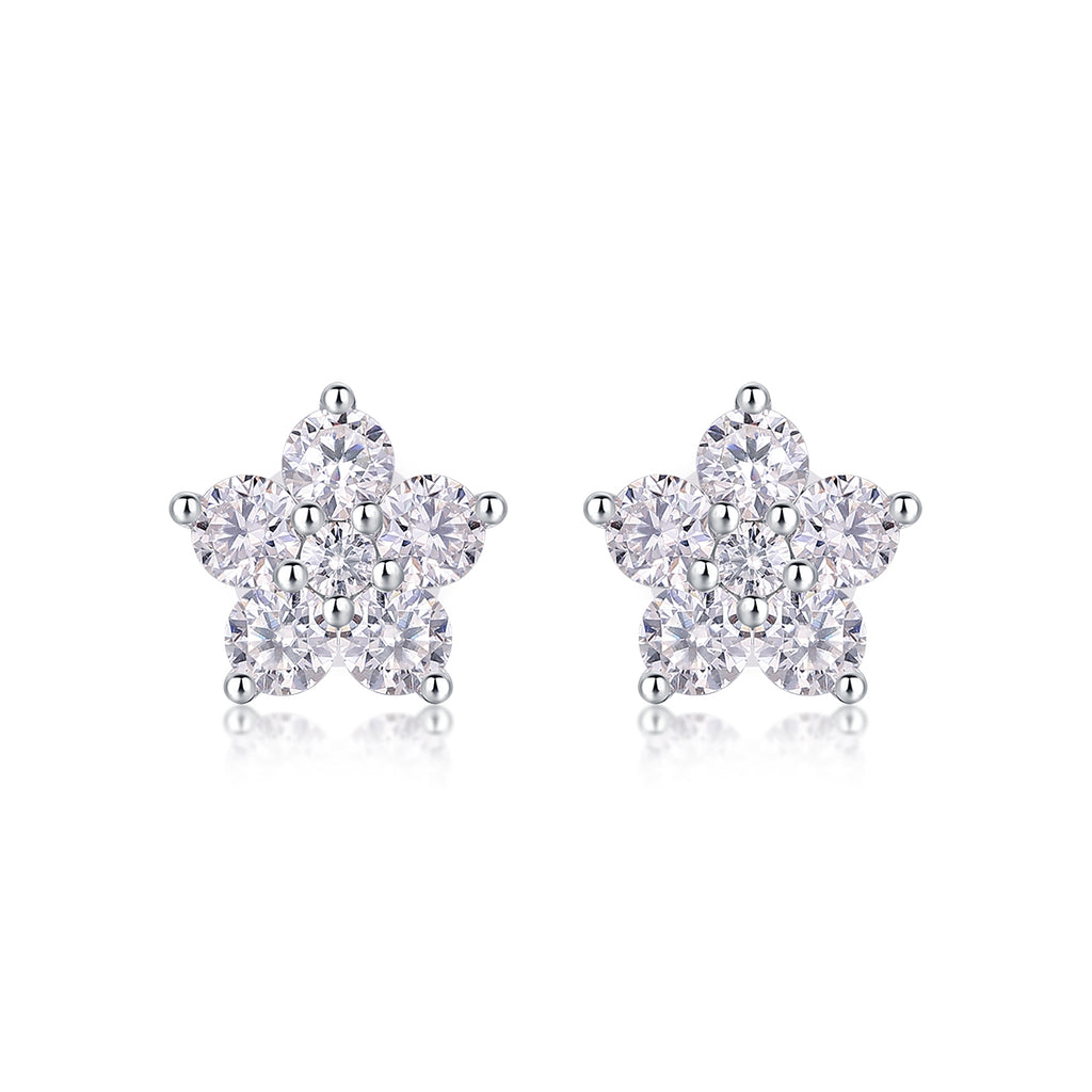 Flower Moissanite Stud Earrings