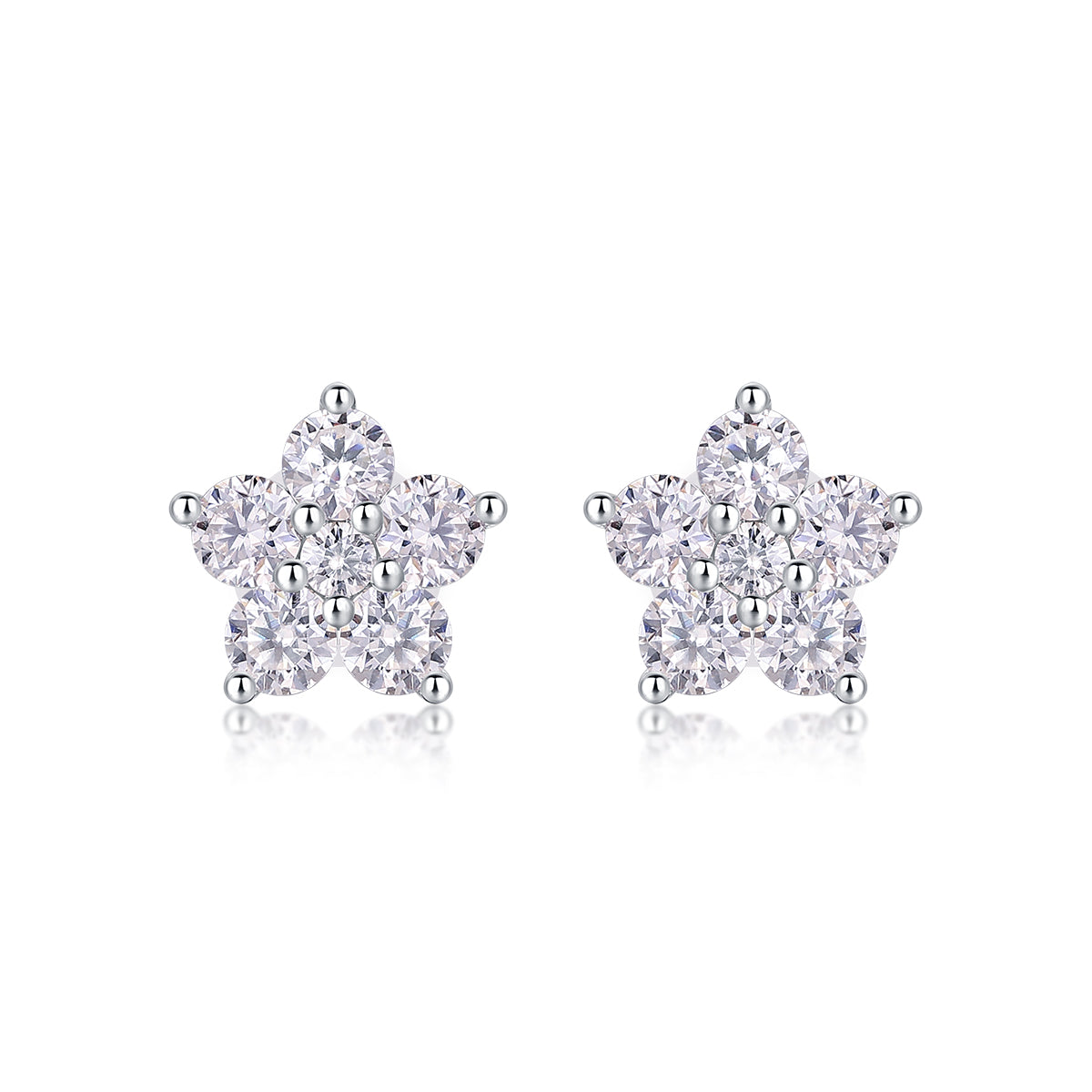 Flower Moissanite Stud Earrings
