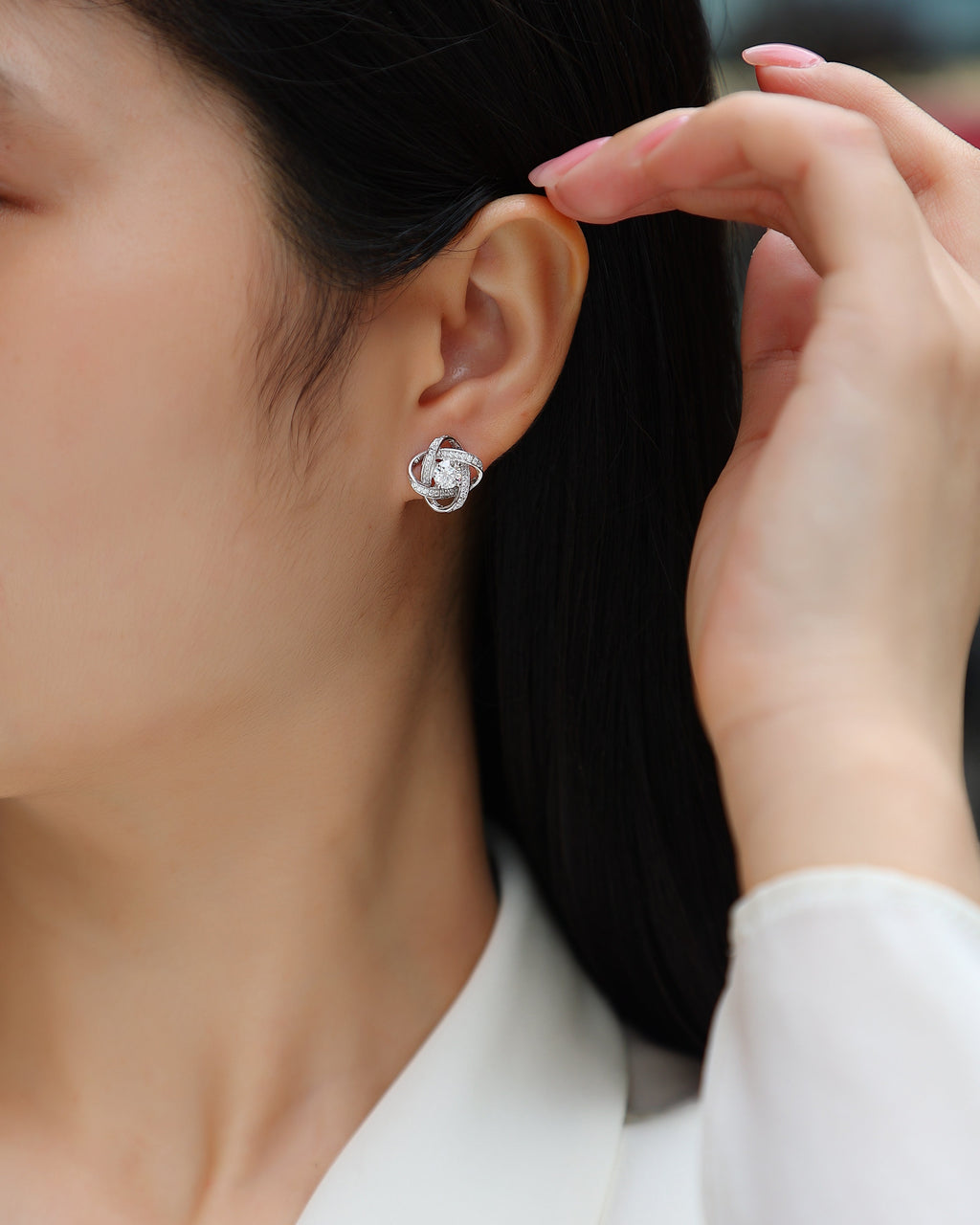 Interwoven Knot Moissanite Stud Earrings