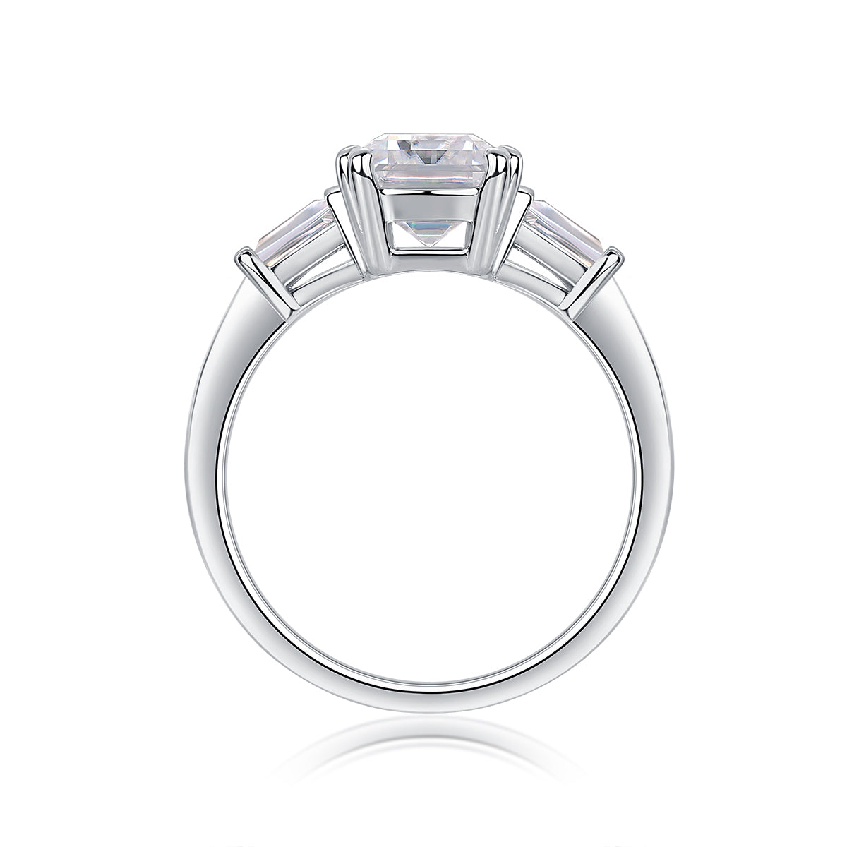 Emerald Cut Moissanite Three-Stone Ring